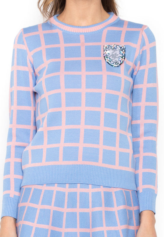 Pink & Blue Sweater with Mini Tent Skirt