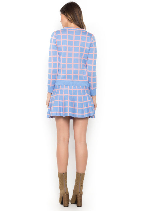 Pink & Blue Sweater with Mini Tent Skirt