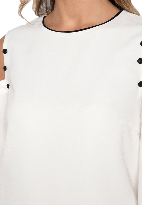 Cold Shoulder Dress white closeup