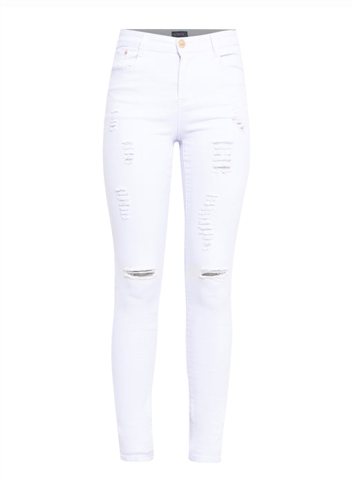 Feather Ripped Denim Pants