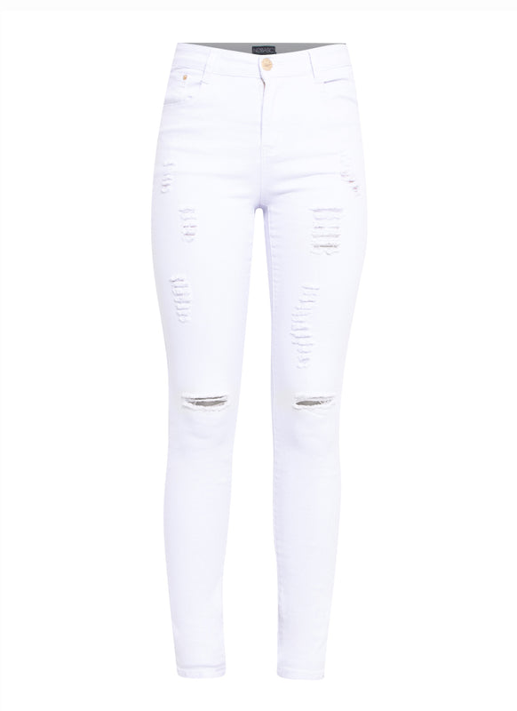 Feather Ripped Denim Pants