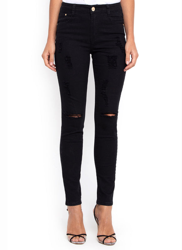 Charcoal Ripped Denim Pants