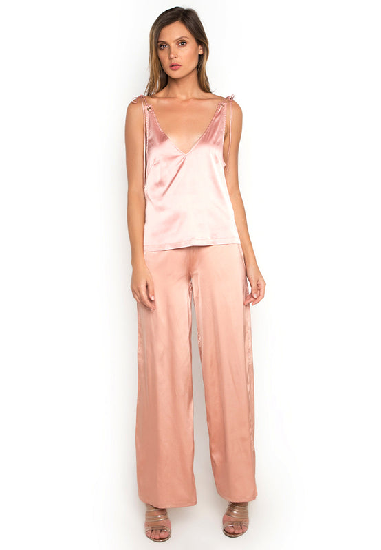 V Neck Satin Top frontside