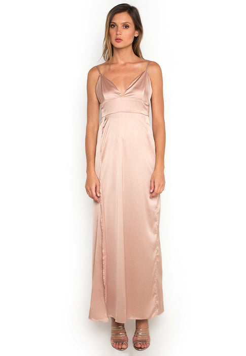 Satin Maxi Slitted Slip Dress