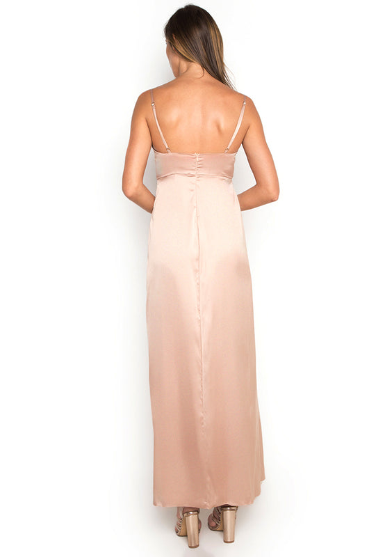 Satin Maxi Slitted Slip Dress backside