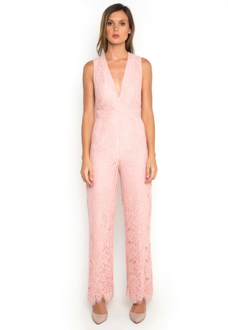 Nicola Pink Lace Jumpsuit