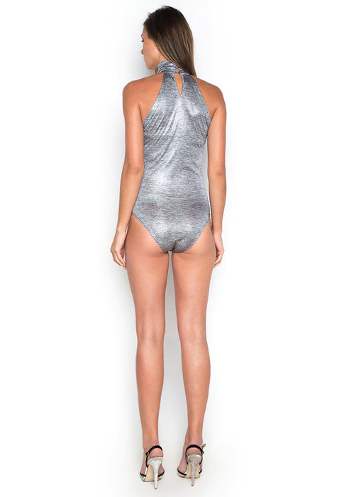 High Neck Knitted Bodysuit backside