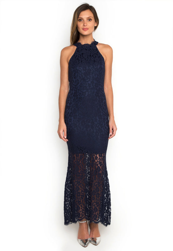Halter Laced Maxi Dress frontside