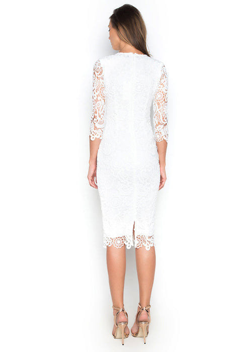 Long Sleeve Crochet Dress backside