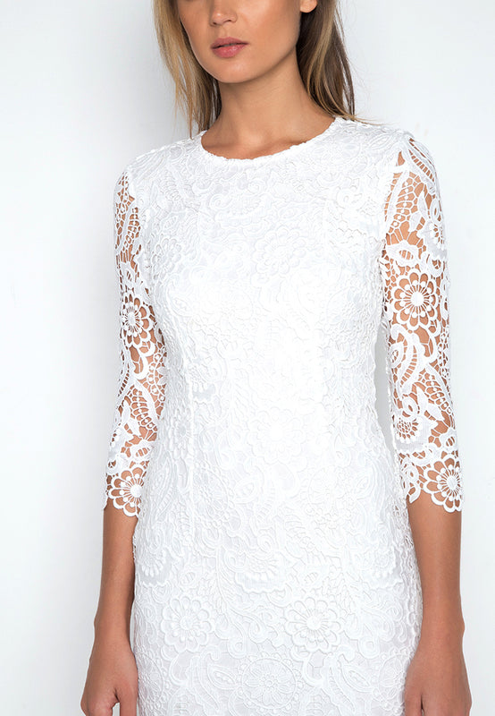 Long Sleeve Crochet Dress closeup