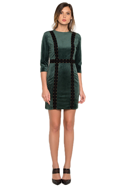 Eye-let Velvet Mini Dress frontside