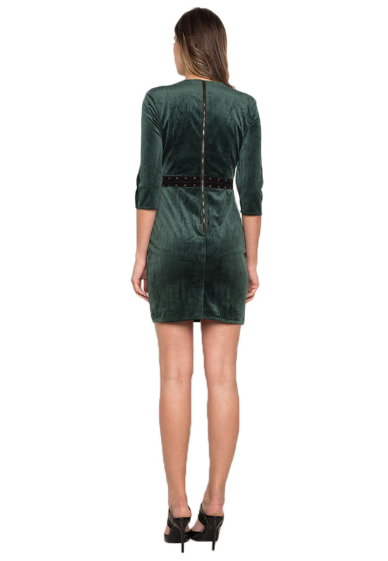 Eye-let Velvet Mini Dress backside