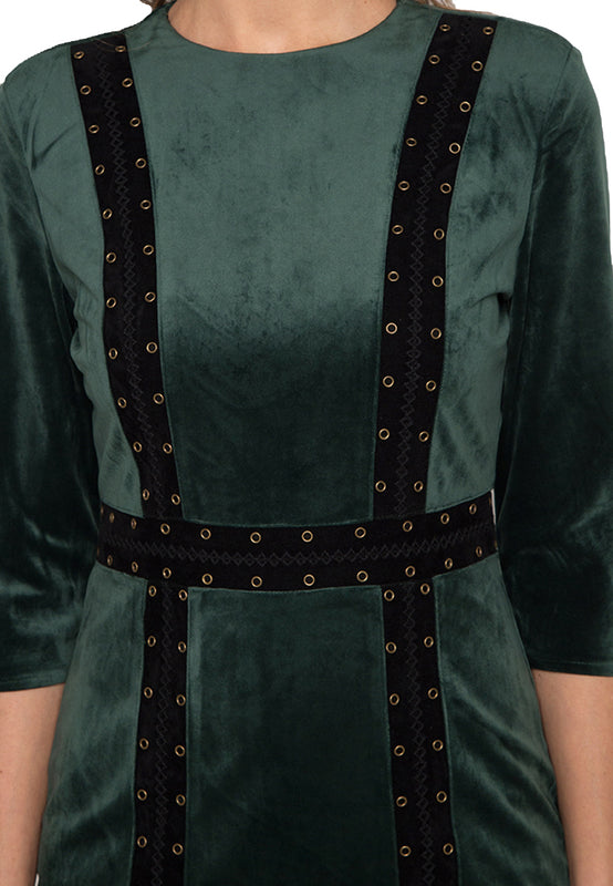 Eye-let Velvet Mini Dress closeup