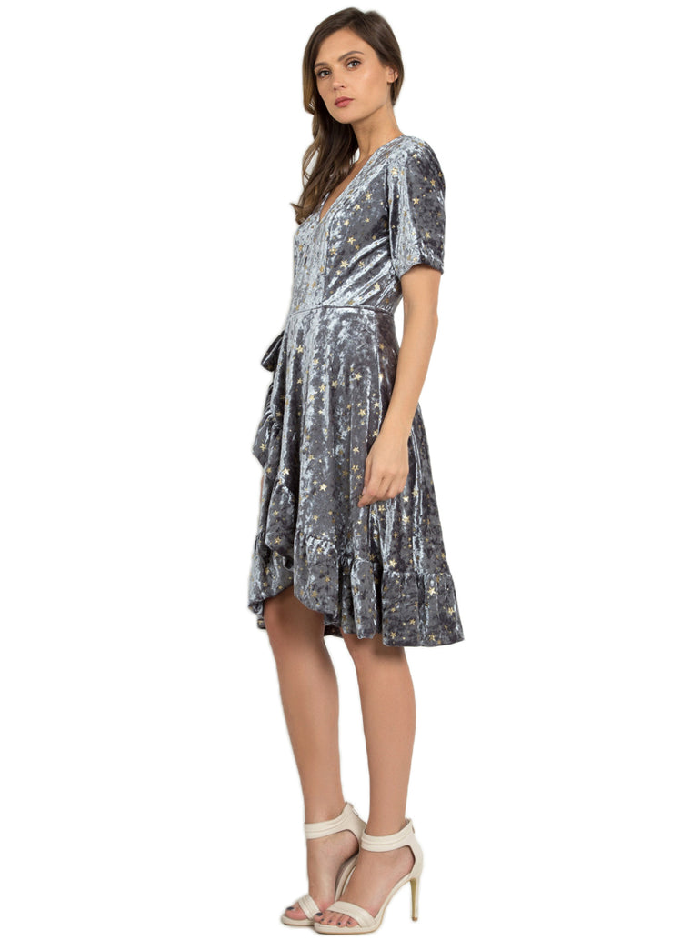 Silver Velvet Stella Dress