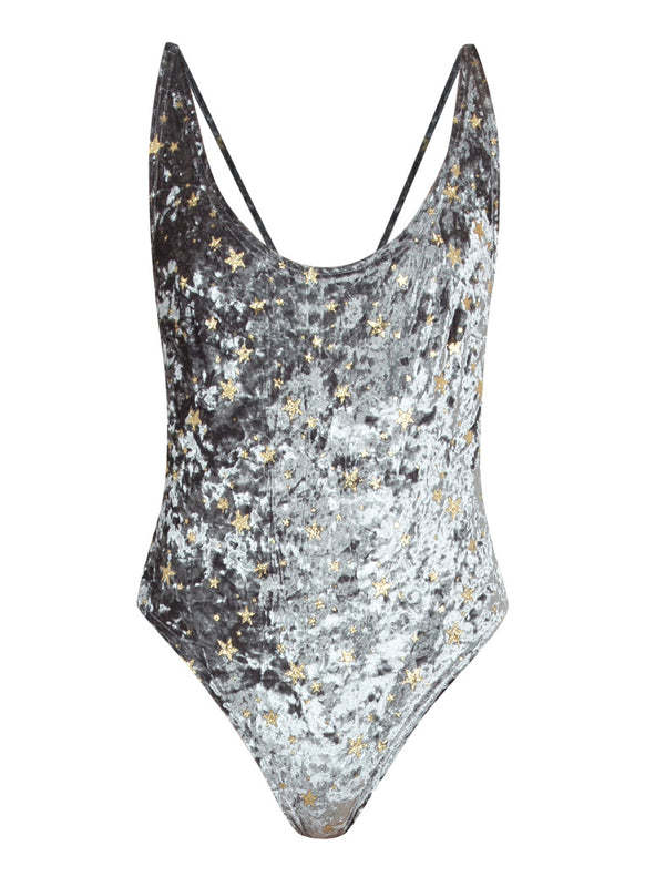 Silver Velvet Stella Bodysuit