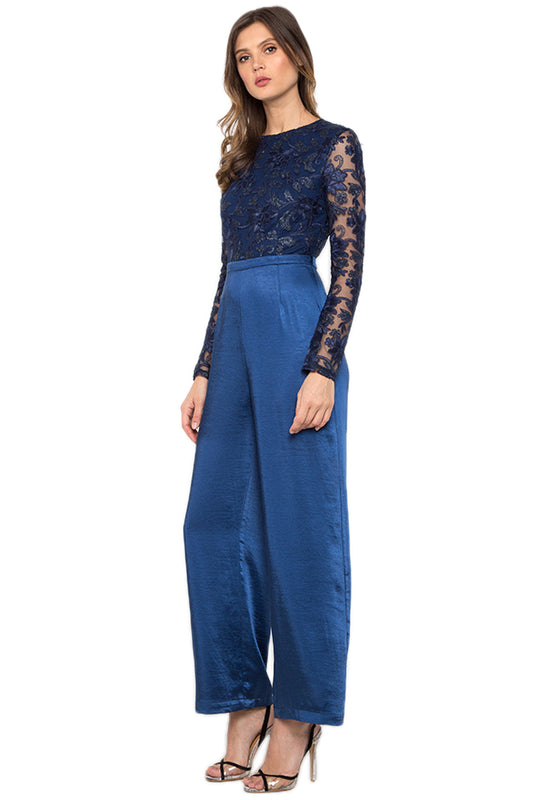 Yale Blue Lace Jumpsuit