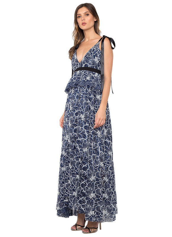 Navy Lace Overlay Maxi