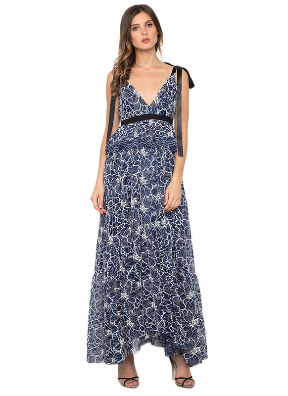 Navy Lace Overlay Maxi