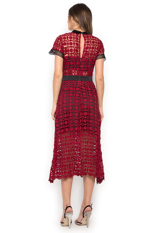 Red Hollow Out Crochet Long Dress