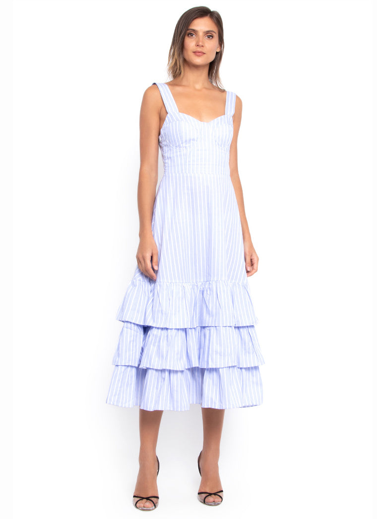 Hamptons Tiered Summer Dress (Soft Sky Blue)