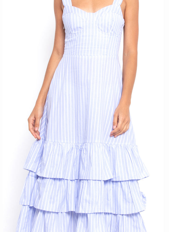 Hamptons Tiered Summer Dress (Soft Sky Blue)